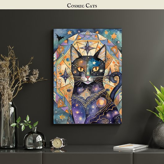 Cosmic Black Cat Art Celestie Cat Magic Spirit Poster