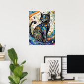 Cosmic Black Cat Art Celestie Cat Magic Spirit Poster (Heimbüro)