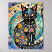 Cosmic Black Cat Art Celestie Cat Magic Spirit Poster (Vorne)