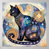 Cosmic Black Cat Art Celestie Cat Magic Spirit Poster (Vorne)