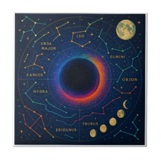 Cosmic Black Hole & Constellations Art - Celestial Fliese