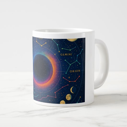 Cosmic Black Hole & Constellations Art - Celestial Jumbo-Tasse (Vorderseite Rechts)