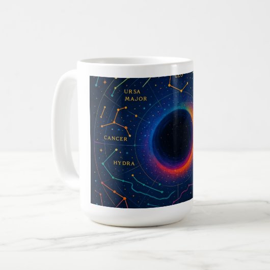 Cosmic Black Hole & Constellations Art - Celestial Kaffeetasse (Vorderseite Links)