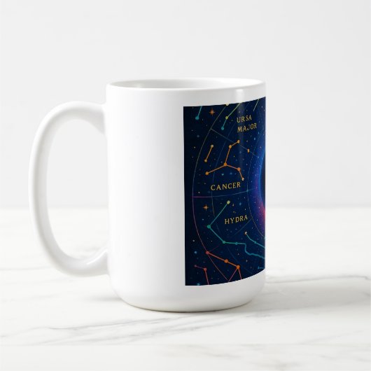 Cosmic Black Hole & Constellations Art - Celestial Kaffeetasse (Links)