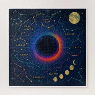 Cosmic Black Hole & Constellations Art - Celestial Puzzle