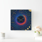 Cosmic Black Hole & Constellations Art - Celestial Quadratische Wanduhr (Zuhause)