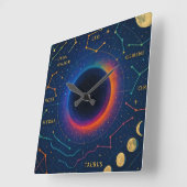 Cosmic Black Hole & Constellations Art - Celestial Quadratische Wanduhr (Winkel)