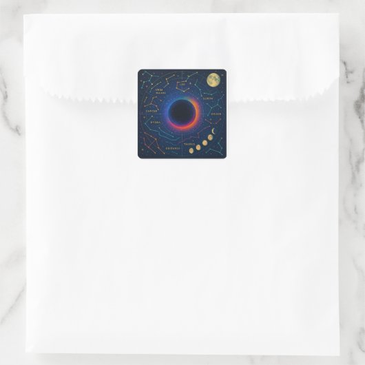 Cosmic Black Hole & Constellations Art - Celestial Quadratischer Aufkleber (Tasche)