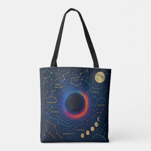 Cosmic Black Hole & Constellations Art - Celestial Tasche (Rückseite)