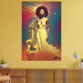Cosmic Black Musician Lady Leinwanddruck (Insitu (Wohnzimmer))