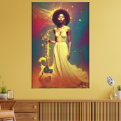Cosmic Black Musician Lady Leinwanddruck (Insitu (Wohnzimmer))