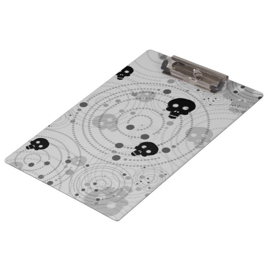 Cosmic Black Skull Muster Klemmbrett (Schrägansicht)