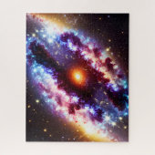 Cosmic blau und lila mit Zentrum-Star-Kern Puzzle (Vertikal)