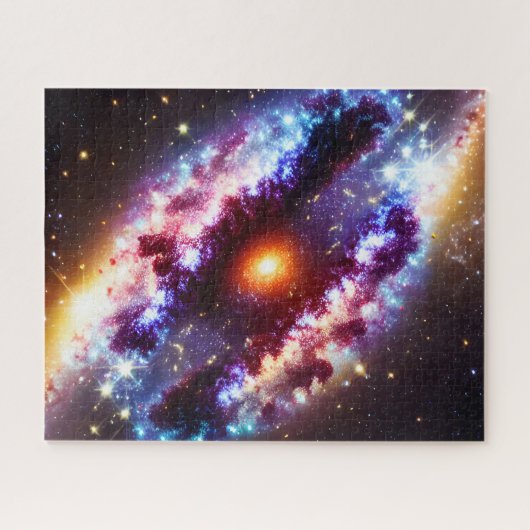 Cosmic blau und lila mit Zentrum-Star-Kern Puzzle (Horizontal)