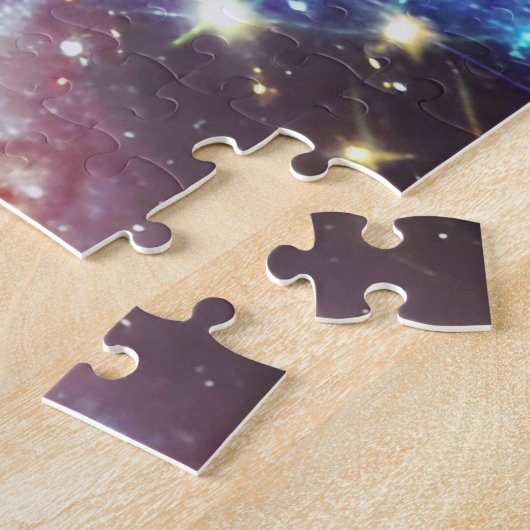 Cosmic blau und lila mit Zentrum-Star-Kern Puzzle (Seite)