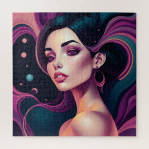 Cosmic Bloom Portrait - Lebhafte galaktische Schön Puzzle