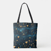 Cosmic Blue and Gold Musical Large Tasche (Rückseite)