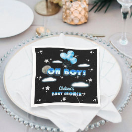 Cosmic Blue Balloons Stars Niedlich Oh Boy Baby Du Serviette