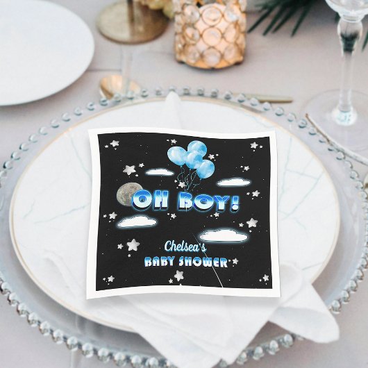 Cosmic Blue Balloons Stars Niedlich Oh Boy Baby Du Serviette