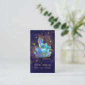 *~* Cosmic Blue Crystals Gold Glitzer Stars Visitenkarte (Stehend Vorderseite)