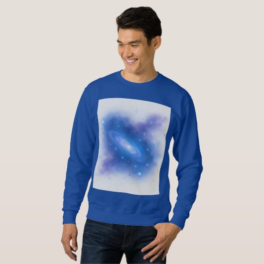 Cosmic Blue Galaxy Art Sweatshirt on White Backgro (Vorne ganz)