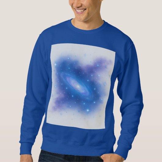 Cosmic Blue Galaxy Art Sweatshirt on White Backgro (Vorderseite)
