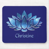Cosmic Blue Galaxy Lotus Blume mit Name Mousepad (Vorne)