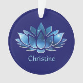 Cosmic Blue Galaxy Lotus Blume mit Name Ornament (Vorderseite)