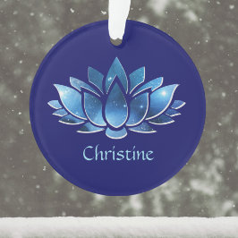 Cosmic Blue Galaxy Lotus Blume mit Name Ornament