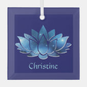 Cosmic Blue Galaxy Lotus Blume mit Name Ornament Aus Glas (Vorderseite)