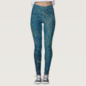 Cosmic Blue & Gold Abstrakt Print Yoga PanLeggings Leggings (Vorderseite)