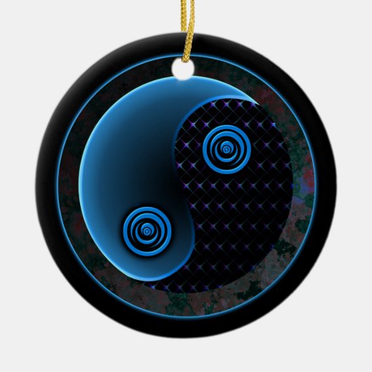Cosmic Blue in Balance Yin Yang Keramikornament (Vorne)