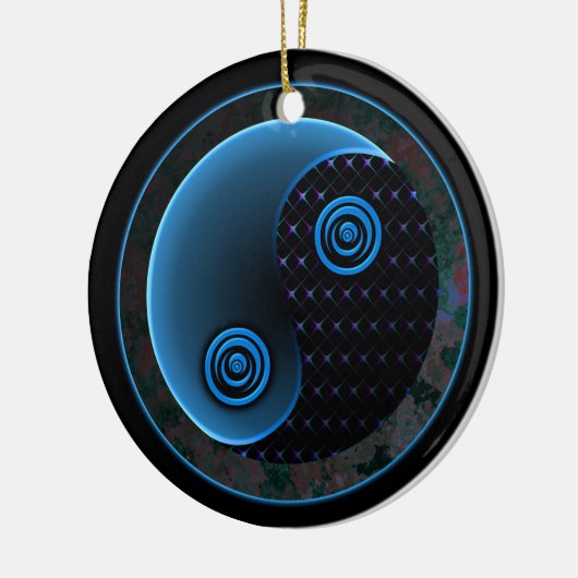 Cosmic Blue in Balance Yin Yang Keramikornament (Links)