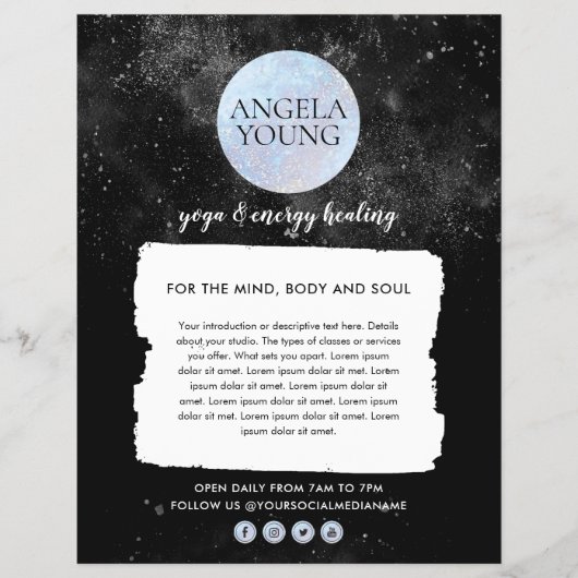 Cosmic Blue Moon Yoga, Life Coach, Astrologer Flyer (Vorne)