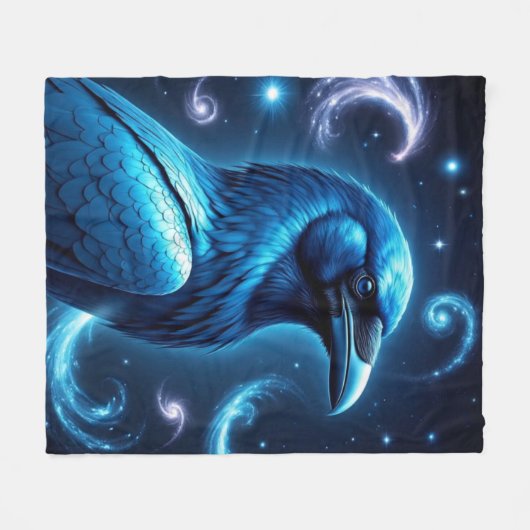 Cosmic Blue Raven Fleecedecke (Vorderseite (Horizontal))