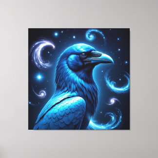 Cosmic Blue Raven Leinwanddruck