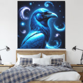 Cosmic Blue Raven Leinwanddruck (Insitu (Schlafzimmer))