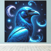 Cosmic Blue Raven Leinwanddruck (Insitu (Holzboden))