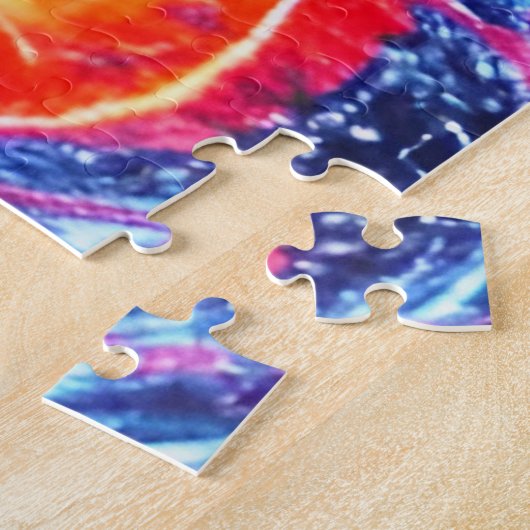Cosmic Blue Red und Orange Swirling Galaxien Image Puzzle (Seite)