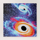 Cosmic Blue Red und Orange Swirling Galaxien Image Puzzle (Vertikal)