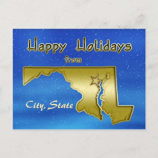Cosmic Blue Sky Maryland Map Custom Postkarte (Vorderseite)