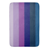 Cosmic Blue und Lila Stripes Badematte (Vorderseite Vertikal)