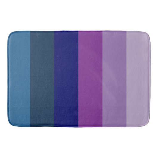 Cosmic Blue und Lila Stripes Badematte (Vorderseite)