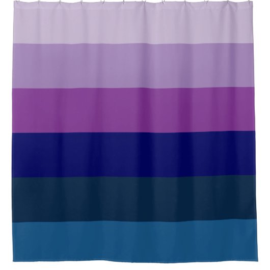 Cosmic Blue und Lila Stripes Duschvorhang (Vorderseite)