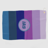 Cosmic Blue und Lila Stripes Golfhandtuch (Horizontal)