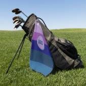 Cosmic Blue und Lila Stripes Golfhandtuch (Gras)