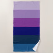 Cosmic Blue und Lila Stripes Strandtuch (Vorderseite)