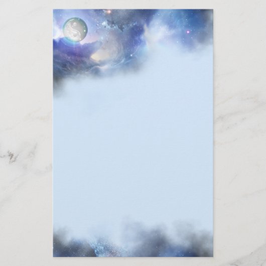Cosmic Blue Yin Yang Briefpapier (Vorderseite)