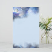 Cosmic Blue Yin Yang Briefpapier (Stehend Vorderseite)