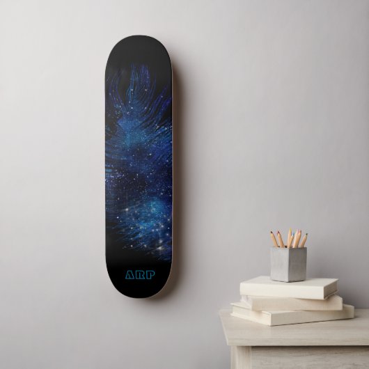 *~* Cosmic Boho Mitternacht Sky Pastell Feather Skateboard (Wandkunst)